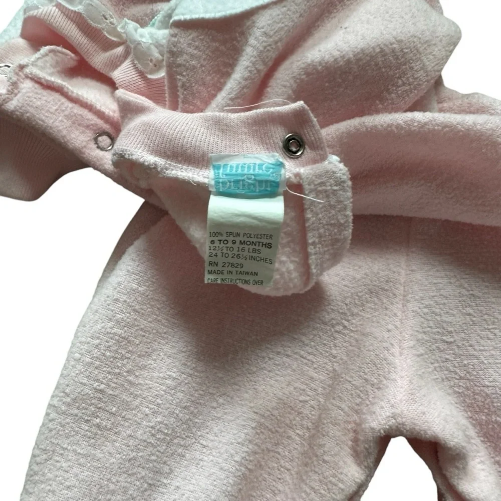 Vintage Bright Future Infant One Piece Outfit Pink w Cat Size 6-9  months